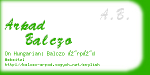 arpad balczo business card